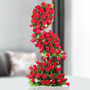 Red Rosed Tall Arrangement